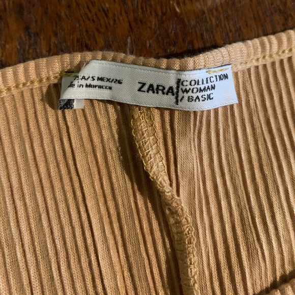 Zara W/B Collection Size Small Tan Color Sleeveless Micro Pleated Kaftan Dress - Picture 7 of 10